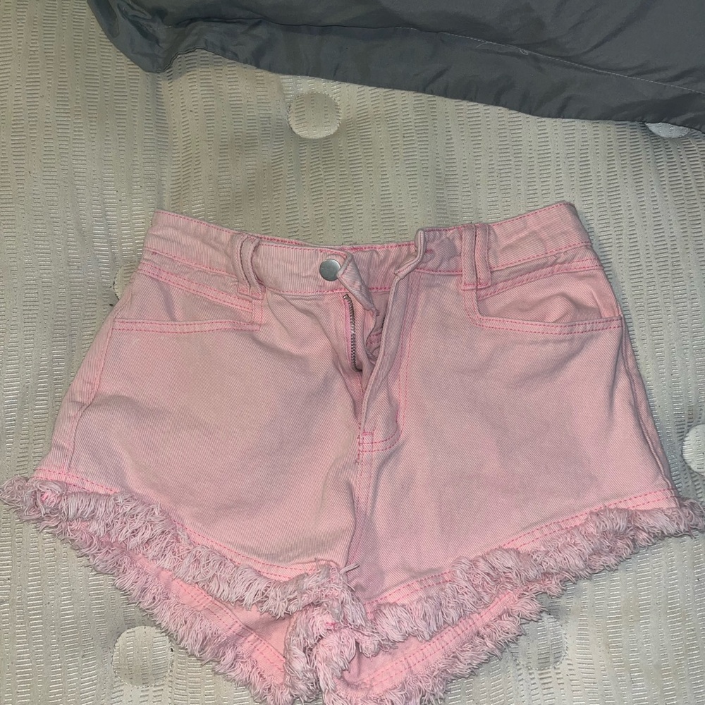 Bubblegum Pink Frayed Hem Women Shorts